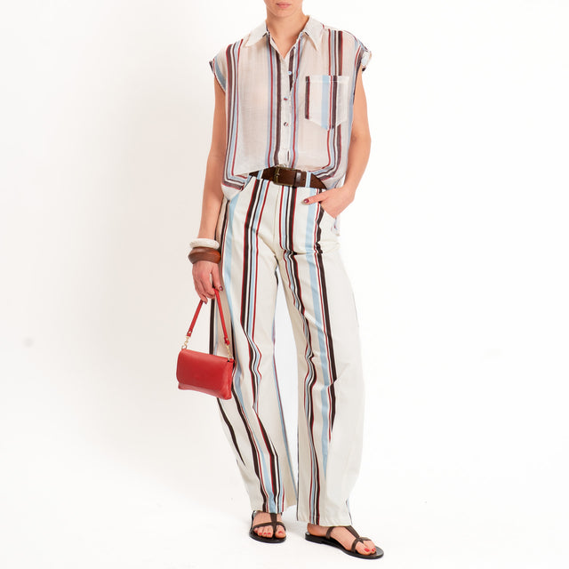 Tensione in-Pantalone a righe barrel fit - burro/moro/nuvola