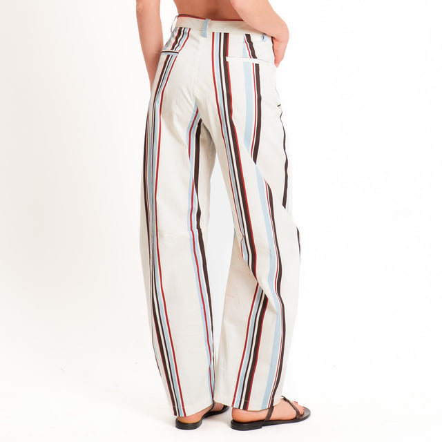 Tensione in-Pantalone a righe barrel fit - burro/moro/nuvola