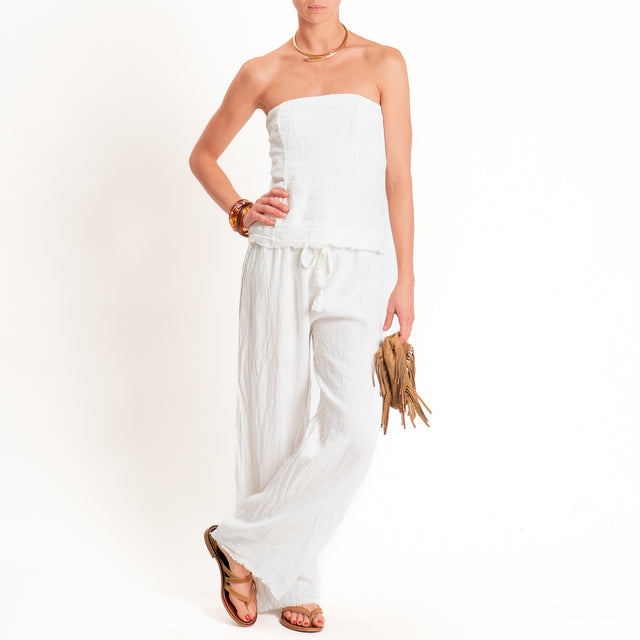 Tensione in-Pantalone wide leg 100%LINO - panna