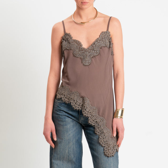 Tensione in-Top lingerie con pizzo - moro