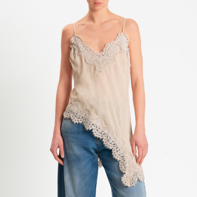 Tensione in-Top lingerie con pizzo - sabbia
