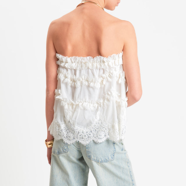 Tensione in-Top fascia con pizzo - panna