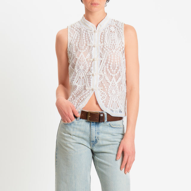 Tensione in-Gilet mandarin in pizzo - burro