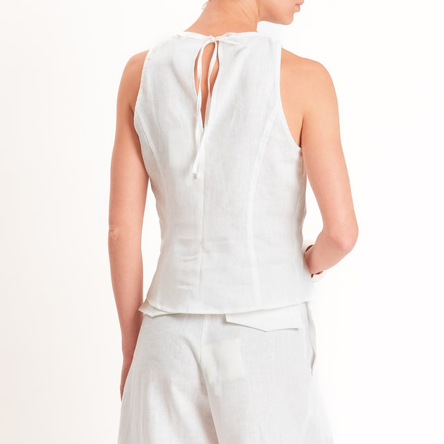 Tensione in-Top 100% lino zip laterale - bianco