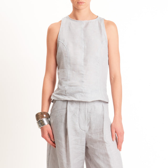 Tensione in-Top 100% lino zip laterale - perla