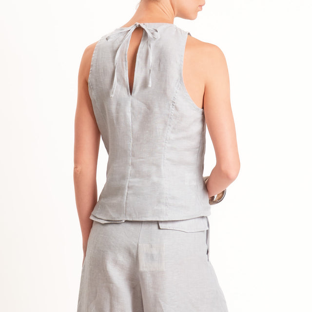 Tensione in-Top 100% lino zip laterale - perla