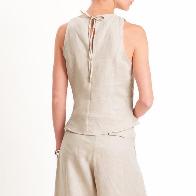 Tensione in-Top 100% lino zip laterale - sabbia