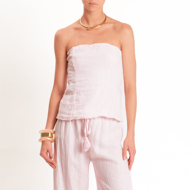 Tensione in-Top a fascia 100%LINO - rosa