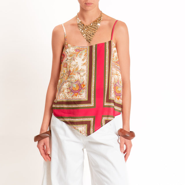 Tensione in-Top fantasia bretelle regolabili - burro/fucsia/militare