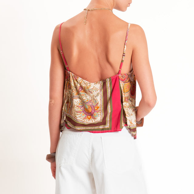 Tensione in-Top fantasia bretelle regolabili - burro/fucsia/militare