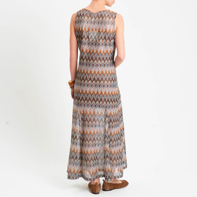 Tensione in-Abito fantasia jaquard in maglina - moro/cuoio/acqua