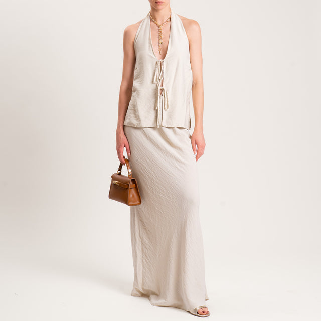 Tensione in-Gonna viscosa goffrata elastico in vita - sand