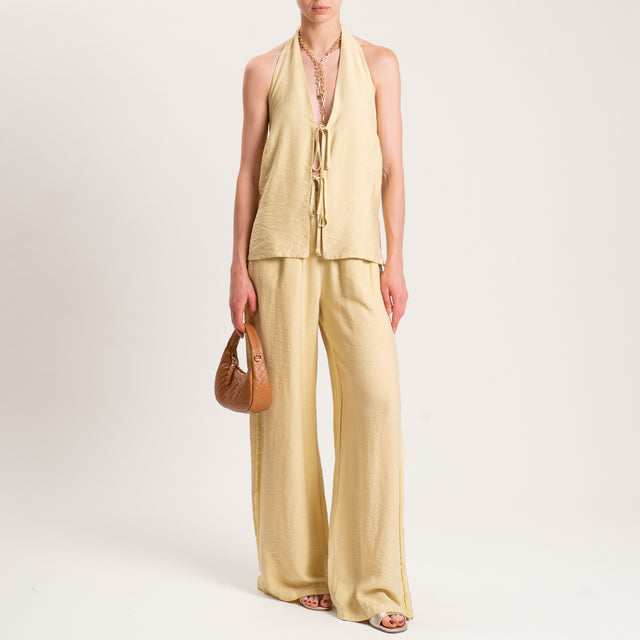 Tensione in-Gilet viscosa goffrato scollo dietro - mimosa