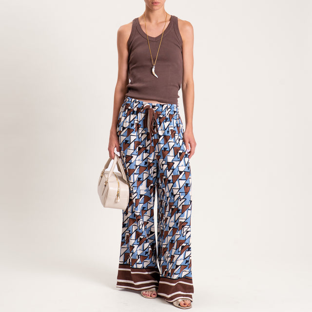 Tensione in-Pantalone fantasia con coulisse - moro/celeste