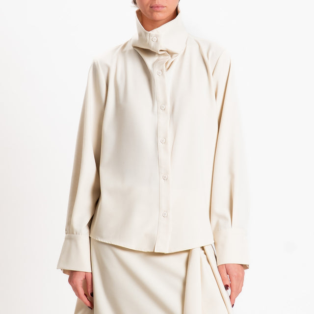 Tensione in-Camicia collo montato - panna