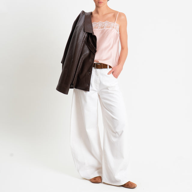 Tensione in-Top satin lingerie con pizzo - rosa