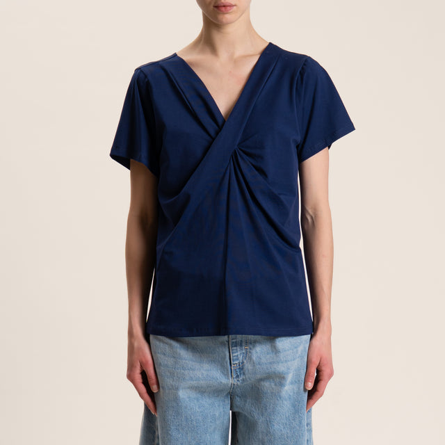 Tensione in-T-shirt scollo v - blu