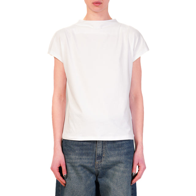 Tensione in-T-shirt bottone dietro - bianco