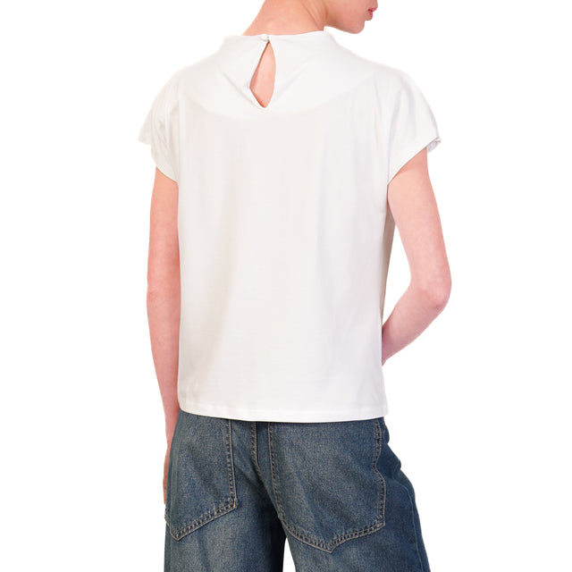 Tensione in-T-shirt bottone dietro - bianco