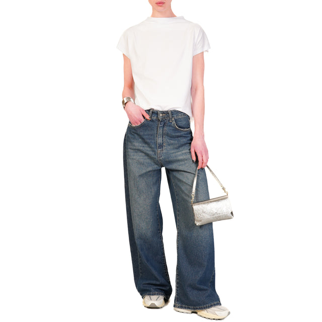 Tensione in-T-shirt bottone dietro - bianco