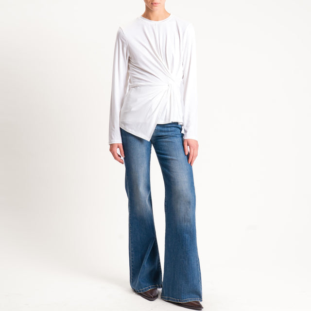 Tensione in- T-shirt in jersey incrociato - panna
