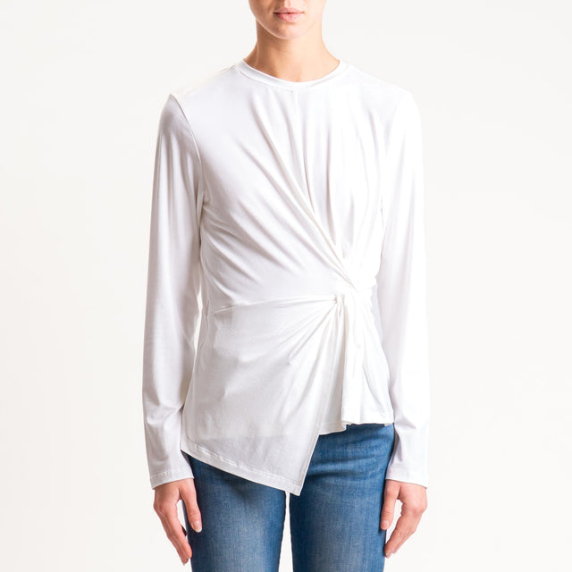 Tensione in- T-shirt in jersey incrociato - panna