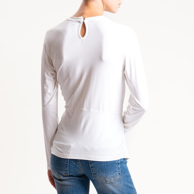 Tensione in- T-shirt in jersey incrociato - panna