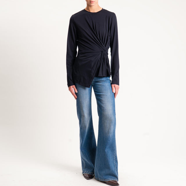Tensione in- T-shirt in jersey incrociato - nero