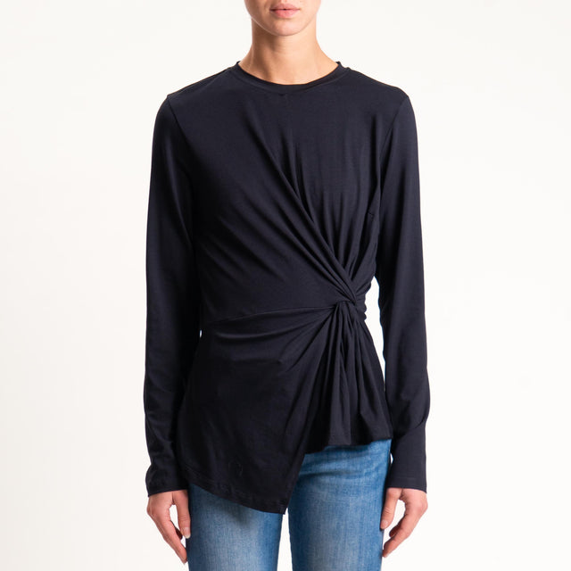 Tensione in- T-shirt in jersey incrociato - nero