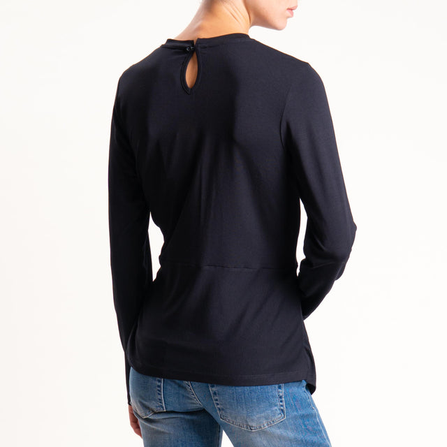 Tensione in- T-shirt in jersey incrociato - nero