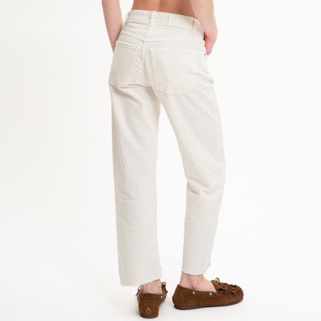 Tensione in-Pantalone cotone drill elasticizzato taglio vivo - latte
