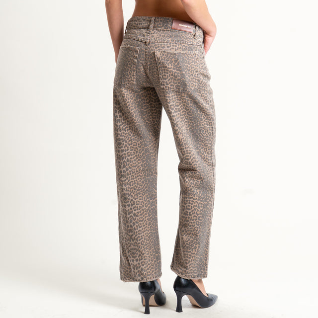 Tensione in-Pantalone TOMLEO animalier - beige/nero