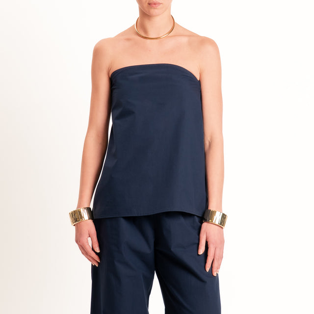 Tensione in-Completo top + pantalone in popeline - blu