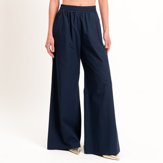 Tensione in-Completo top + pantalone in popeline - blu