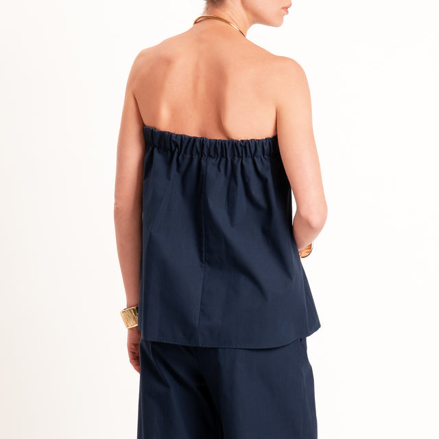 Tensione in-Completo top + pantalone in popeline - blu
