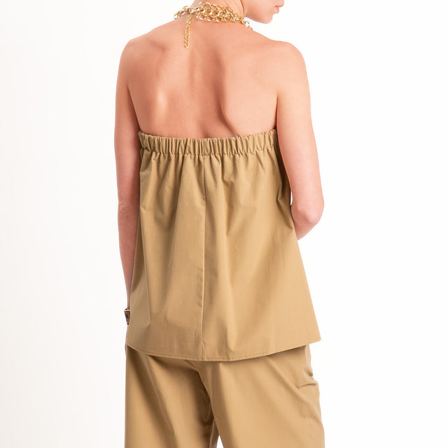 Tensione in-Completo top + pantalone in popeline - cammello