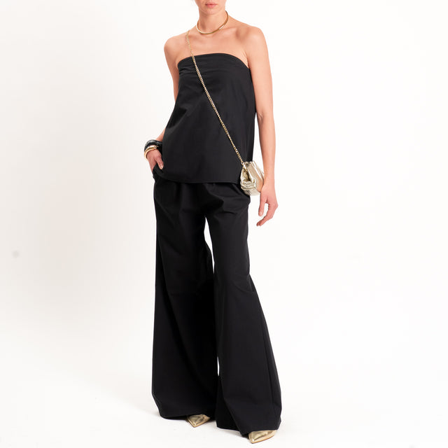 Tensione in-Completo top + pantalone in popeline - nero