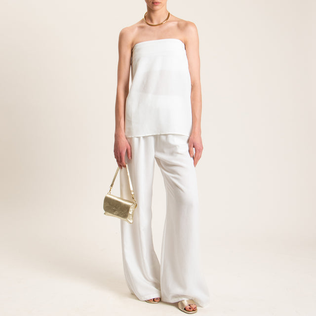 Tensione in-Completo pantalone e top misto lino - panna