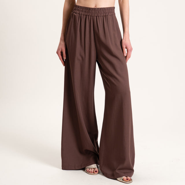 Tensione in-Completo pantalone e top misto lino - moro