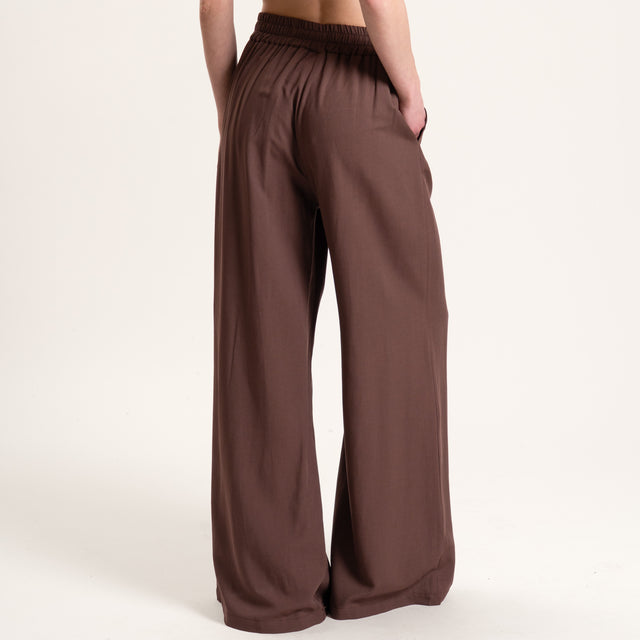 Tensione in-Completo pantalone e top misto lino - moro