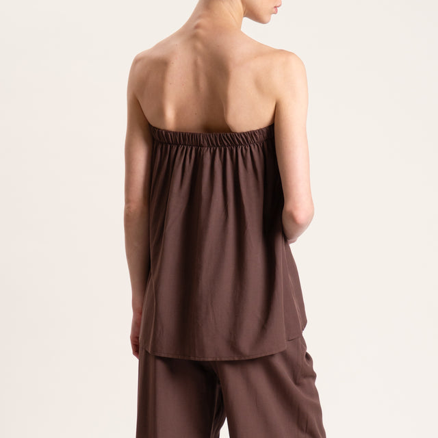 Tensione in-Completo pantalone e top misto lino - moro