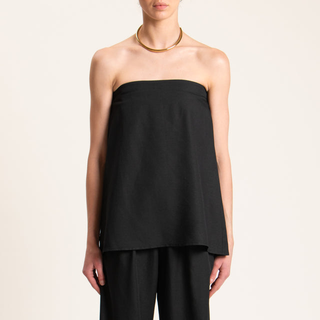 Tensione in-Completo pantalone e top misto lino - nero