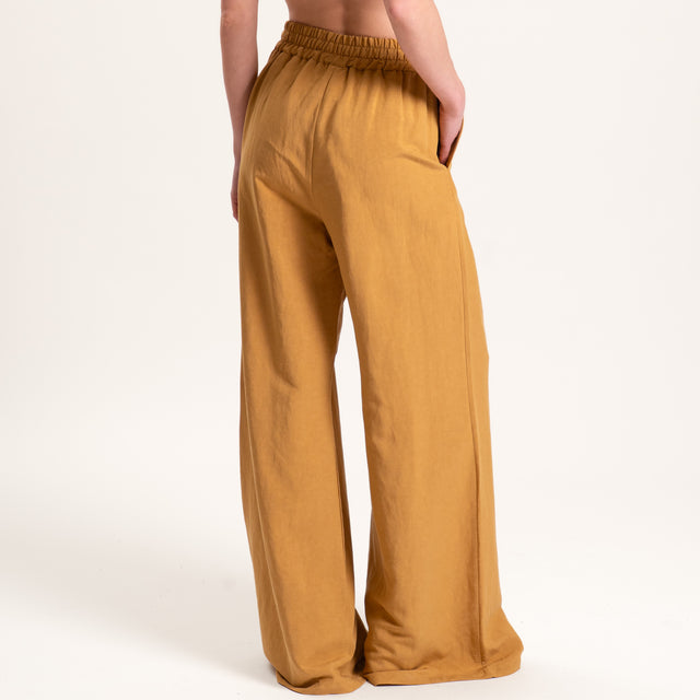 Tensione in-Completo pantalone e top misto lino - Senape