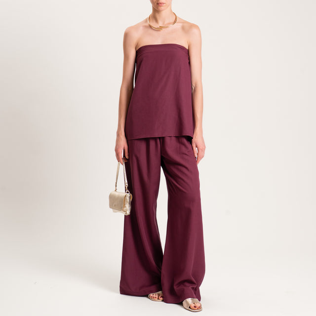 Tensione in-Completo pantalone e top misto lino - vino