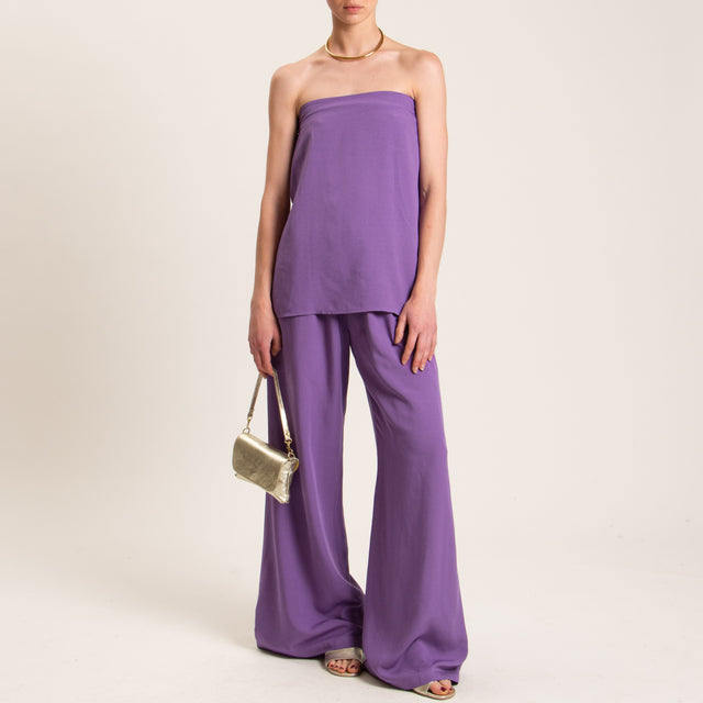 Tensione in-Completo pantalone e top misto lino - viola