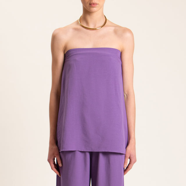 Tensione in-Completo pantalone e top misto lino - viola