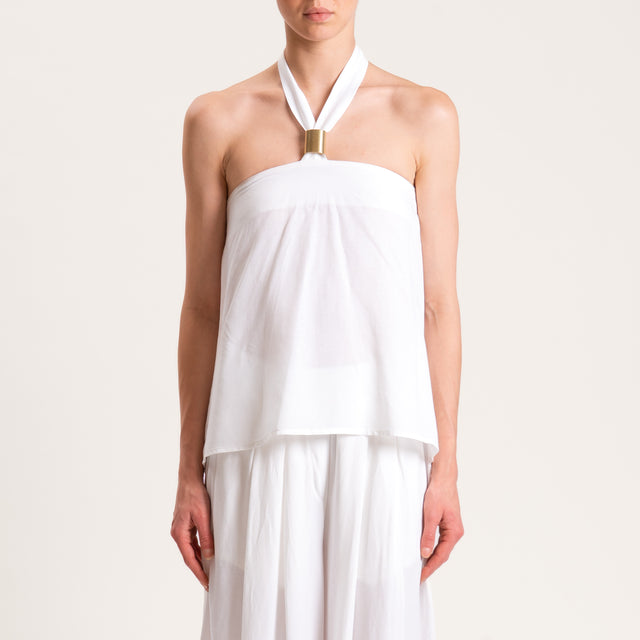 Tensione in-Completo top e pantalone misto lino - bianco