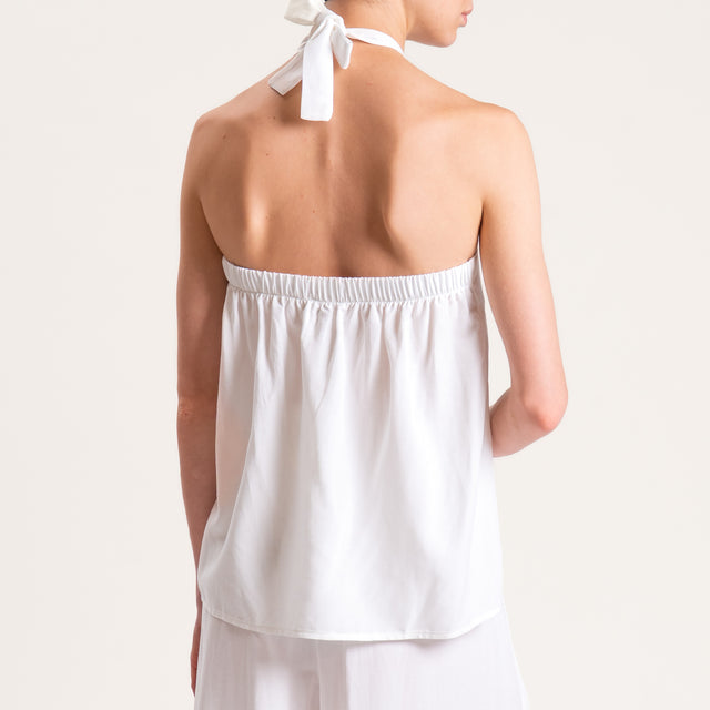 Tensione in-Completo top e pantalone misto lino - bianco