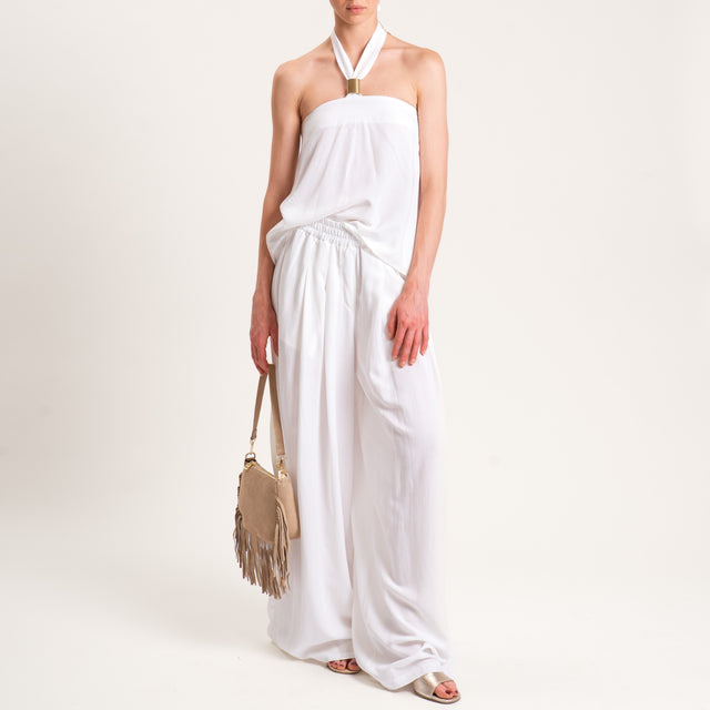 Tensione in-Completo top e pantalone misto lino - bianco
