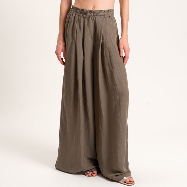 Tensione in-Completo top e pantalone misto lino - militare